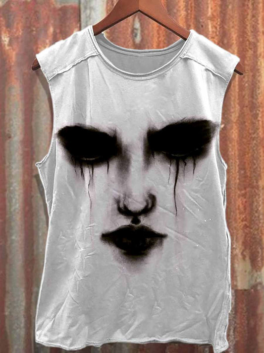 Retro Dark Style Graffiti Print Cotton Tank Top