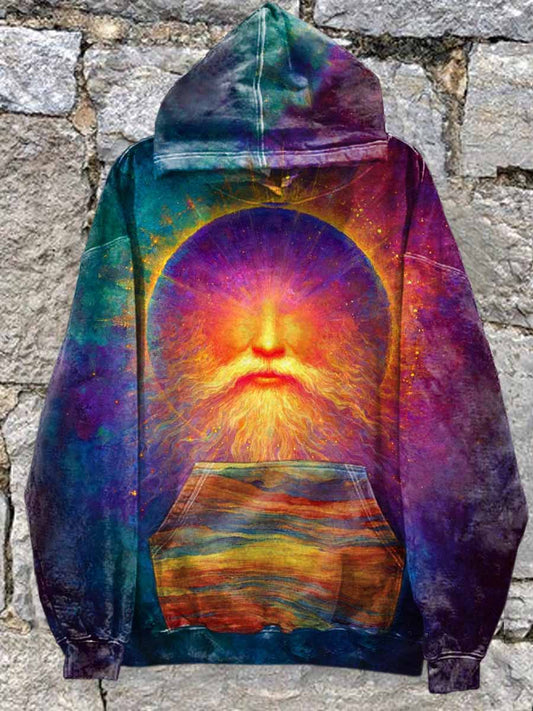 Men's Retro Gorgeous Textured Print Hooded Sweatshirt