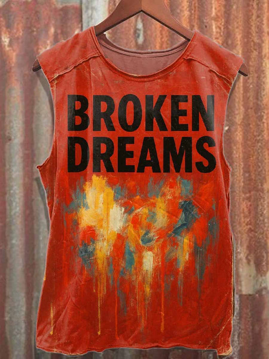 Retro Graffiti Print Casual Cotton Tank Top