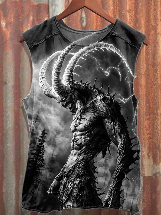 Retro Graffiti Monster Casual Cotton Tank Top