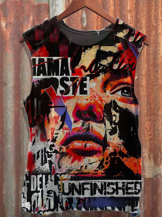 Retro Pop Graffiti Print Casual Cotton Tank Top