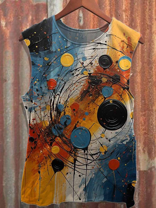Gorgeous Graffiti Print Casual Cotton Tank Top