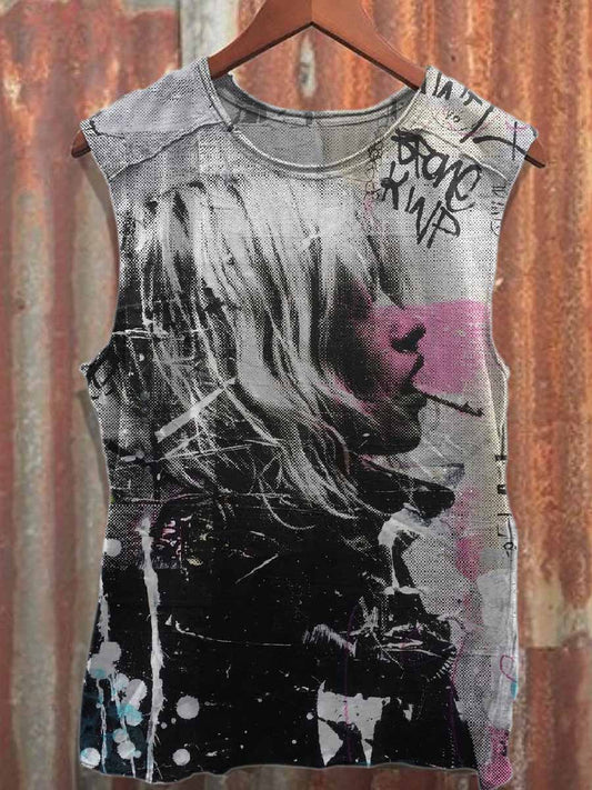 Retro Pop Graffiti Print Casual Cotton Tank Top