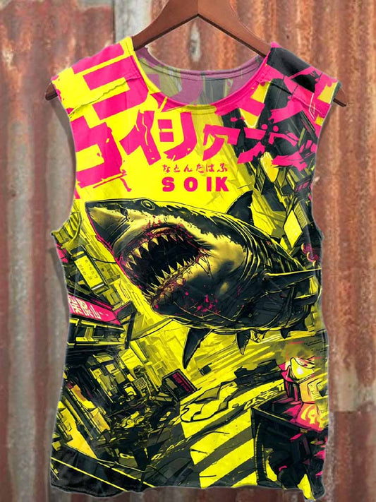 Retro Graffiti Print Casual Cotton Tank Top