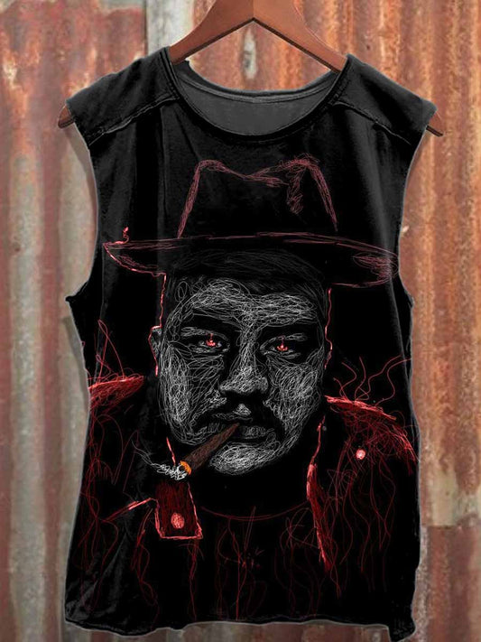 Retro Graffiti Print Casual Cotton Tank Top