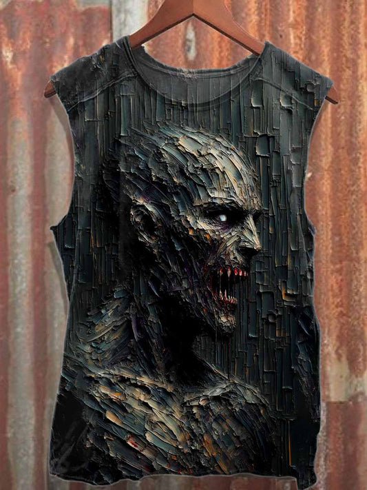 Retro Graffiti Devil Print Casual Cotton Tank Top