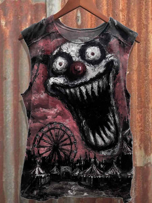 Retro Graffiti Print Casual Cotton Tank Top