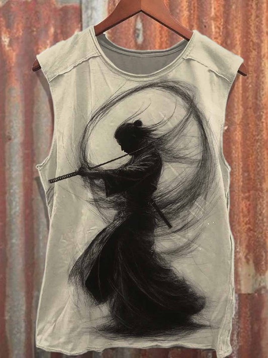 Retro Graffiti Print Casual Cotton Tank Top