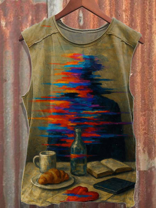 Retro Graffiti Print Casual Cotton Tank Top