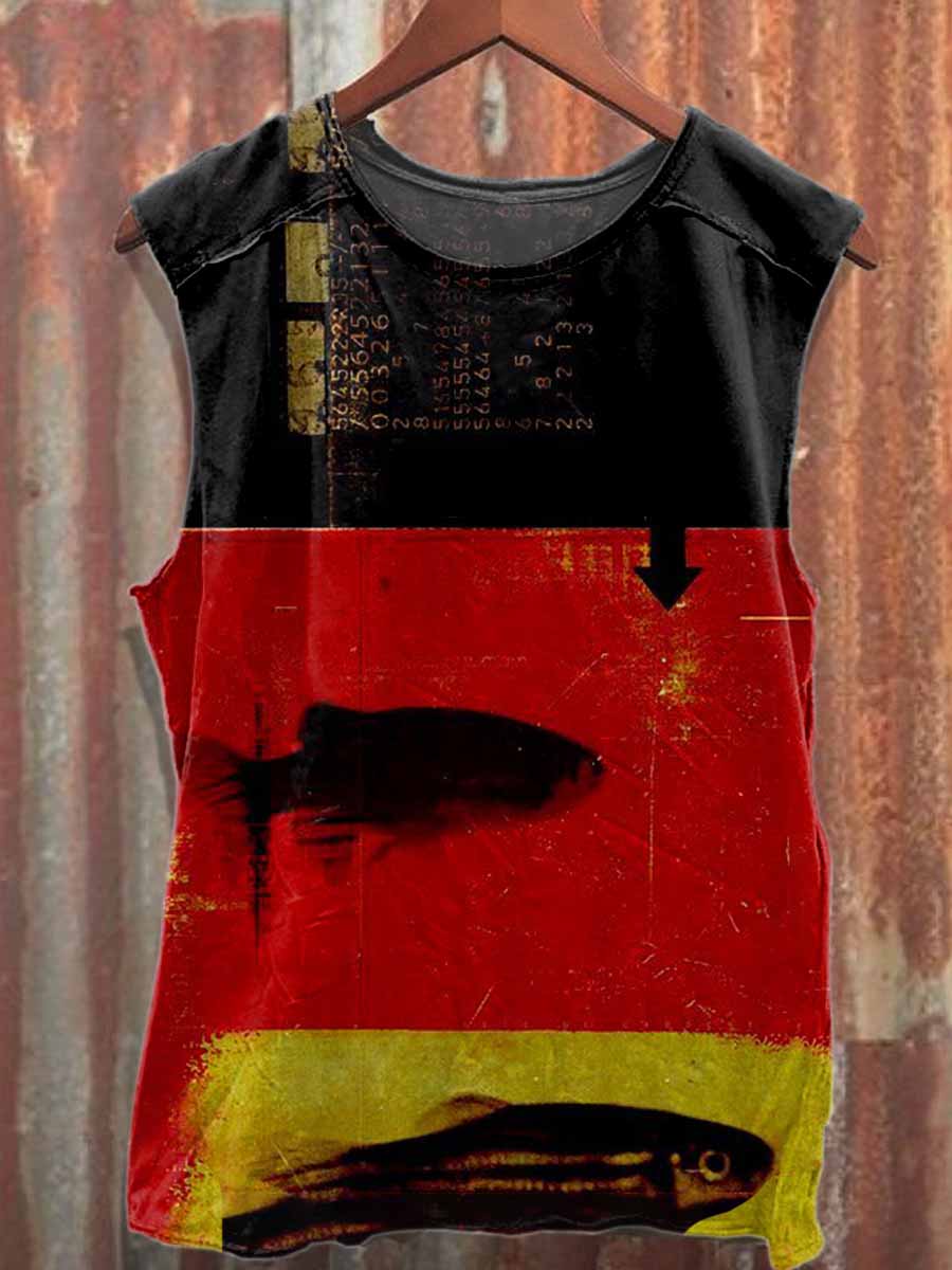 Retro Graffiti Skull Print Cotton Tank Top