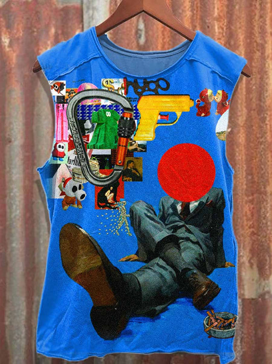 Retro Abstraction Graffiti Print Cotton Tank Top