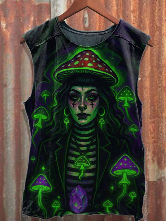 Fantasy World Print Loose Cotton Tank Top