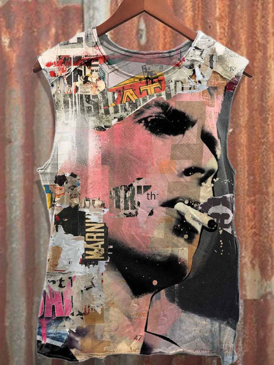 Retro Graffiti Print Cotton Tank Top