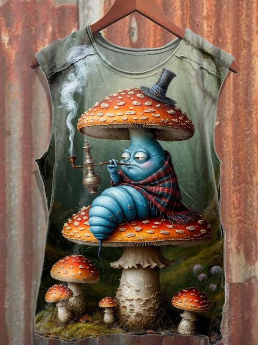 Fantasy World Bug Print Casual Cotton Tank Top