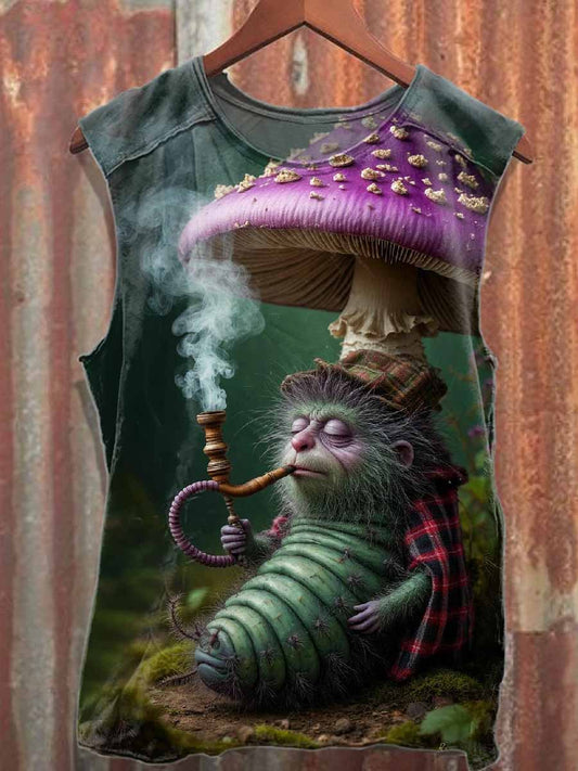 Fantasy World Bug Print Casual Cotton Tank Top