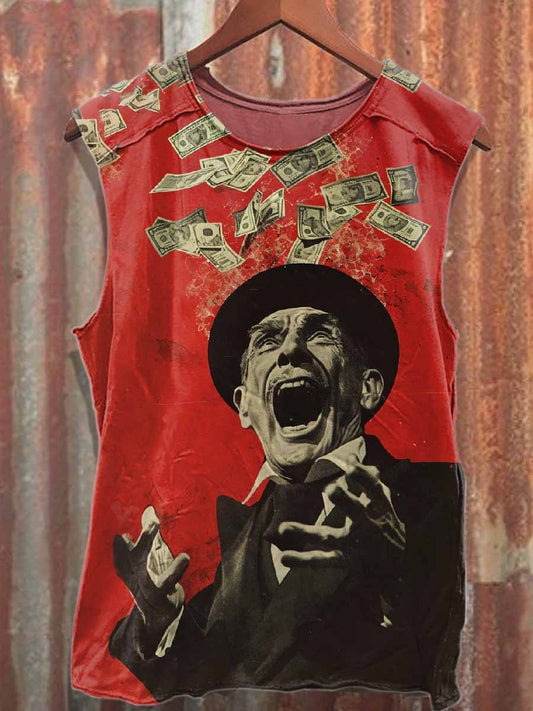 Retro Funny Print Cotton Tank Top