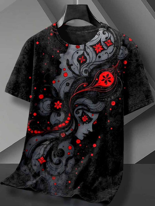 Retro Graffiti Print Loose Cotton T-Shirt
