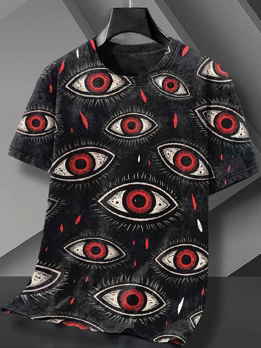 Retro Graffiti Print Loose Cotton T-Shirt