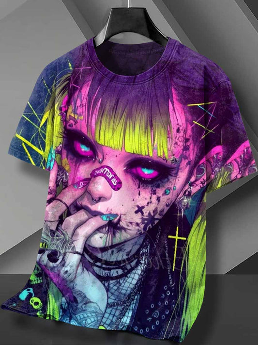 Gorgeous Graffiti Print Loose Cotton T-Shirt