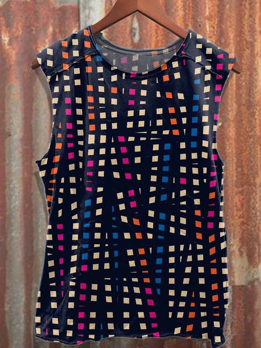 Gorgeous Graffiti Print Loose Cotton Tank Top