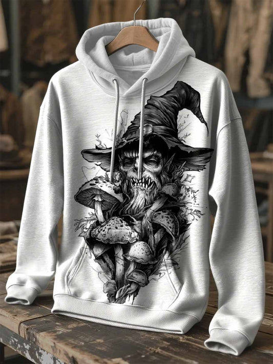 Retro Graffiti Skull Print Hooded Sweatshirt