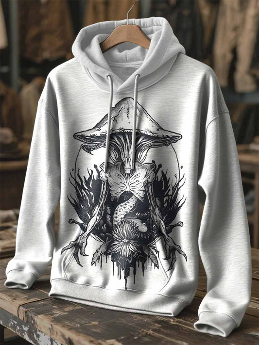 Retro Graffiti Print Hooded Sweatshirt