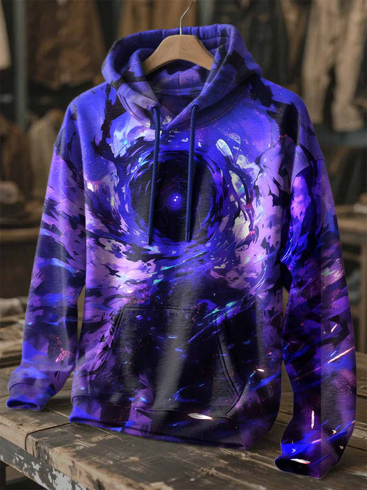Retro Graffiti Print Hooded Sweatshirt