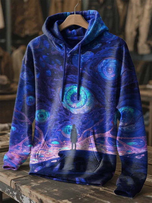 Retro Graffiti Print Hooded Sweatshirt