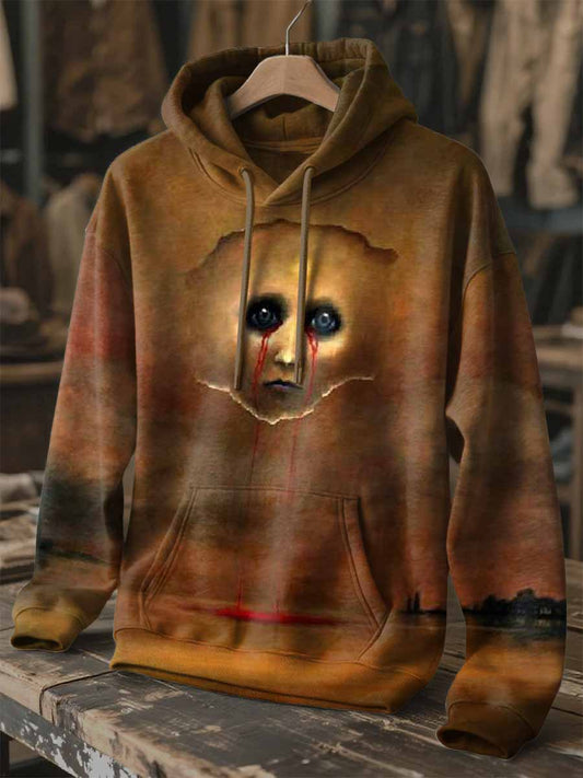 Retro Graffiti Print Hooded Sweatshirt
