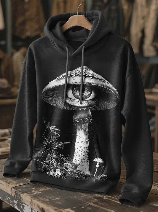 Retro Graffiti Print Hooded Sweatshirt