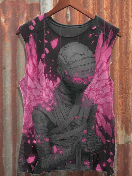 Retro Graffiti Print Casual Cotton Tank Top