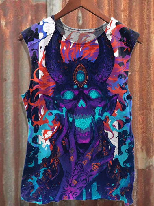 Retro Graffiti Print Casual Cotton Tank Top