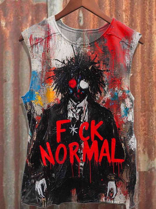 Gorgeous Street Graffiti Print Loose Cotton Tank Top