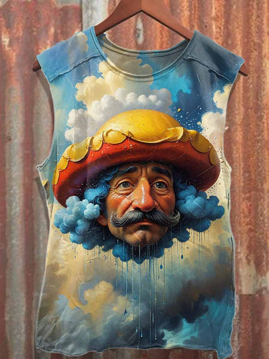 Gorgeous Street Graffiti Print Loose Cotton Tank Top