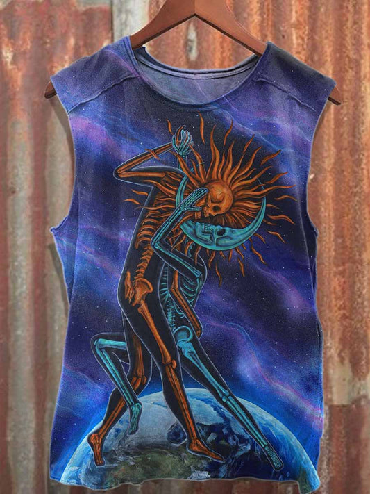 Gorgeous Graffiti Print Loose Cotton Tank Top