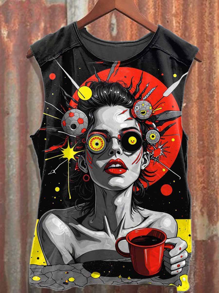 Retro Magic Graffiti Casual Cotton Tank Top