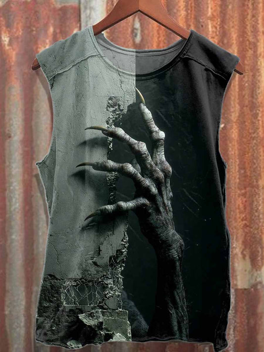 Retro Dark Gothic Claw Print Casual Cotton Tank Top