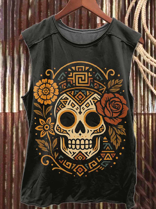 Men's Dark Skull Print Tank Top