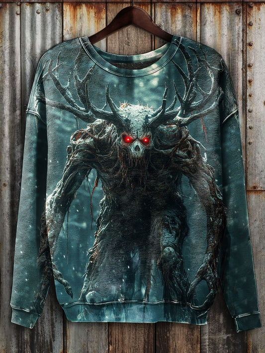 Horror Monster Print Long Sleeve Sweatshirt