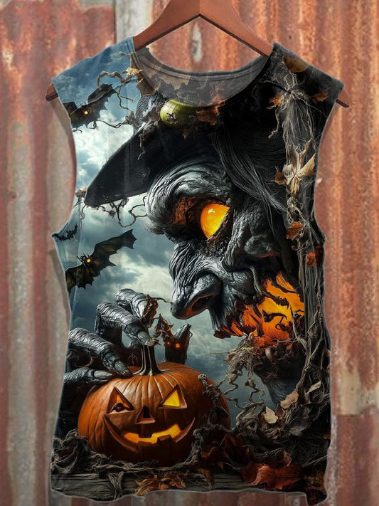 Vintage Halloween Print Cotton Tank Top