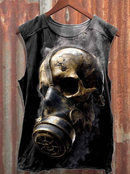 Dark Skeleton Printed Loose Cotton Tank Top