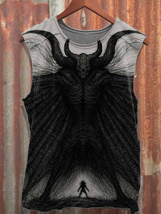 Dark Monster Print Loose Cotton Tank Top