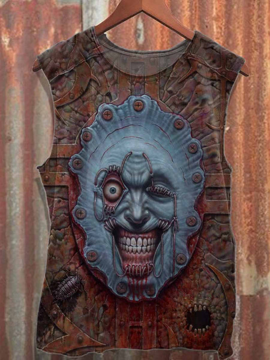 Retro Graffiti Print Casual Loose Cotton Tank Top