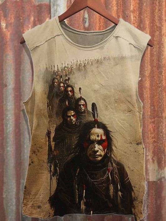 Retro Graffiti Print Casual Loose Cotton Tank Top