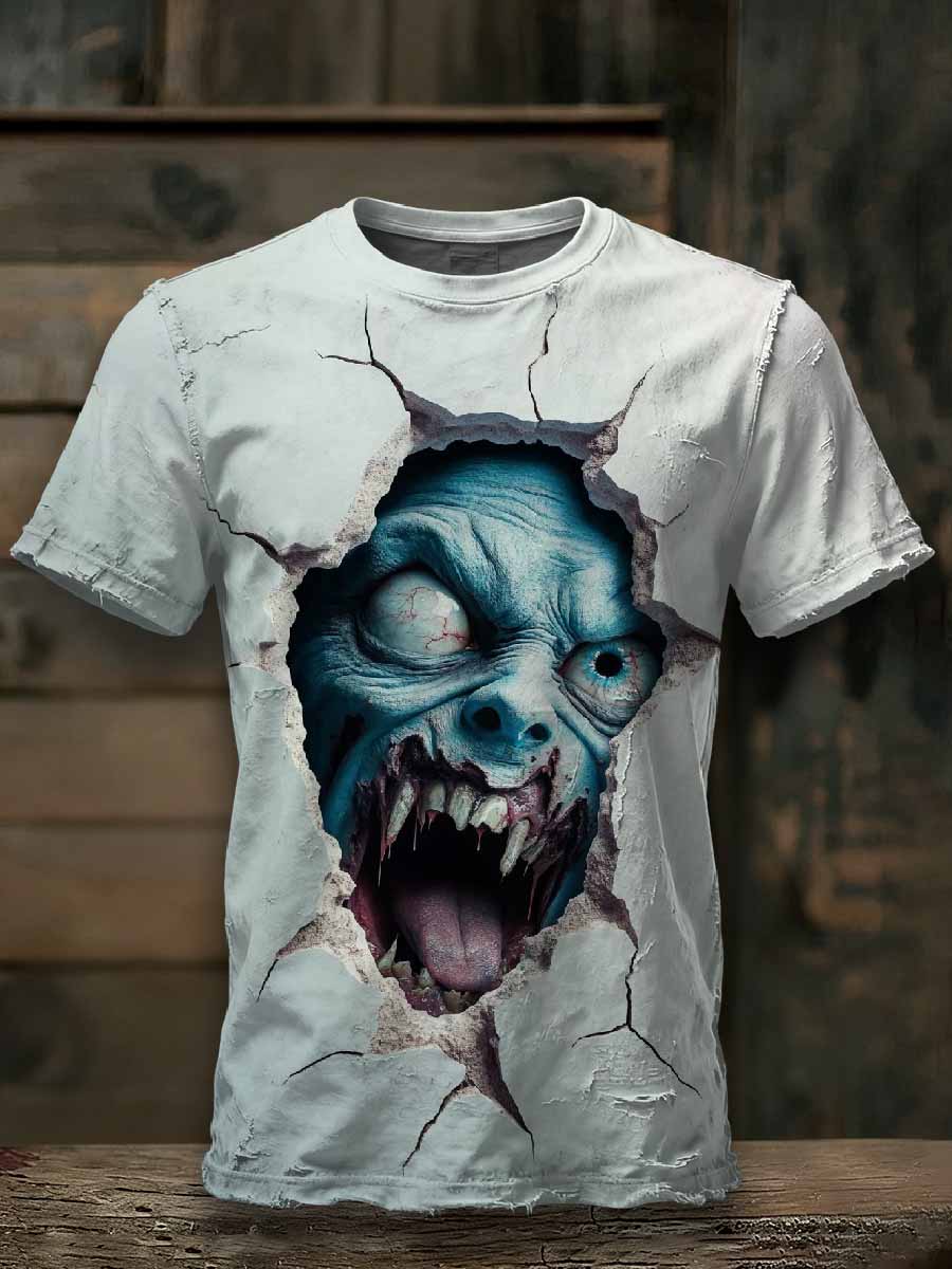 Halloween Scary Zombie Pattern Loose T-Shirt