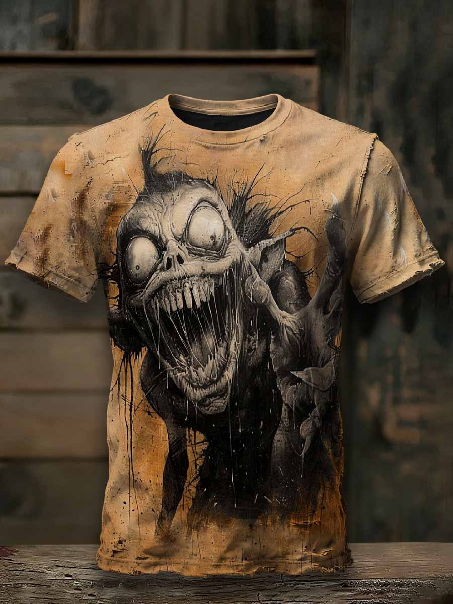 Halloween Scary Zombie Pattern Loose T-Shirt