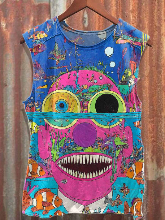 Colorful Dream Pattern Casual Loose Cotton Tank Top