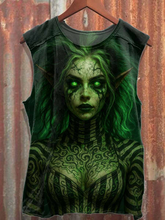 Retro Halloween Horror Themed Loose Cotton Tank Top