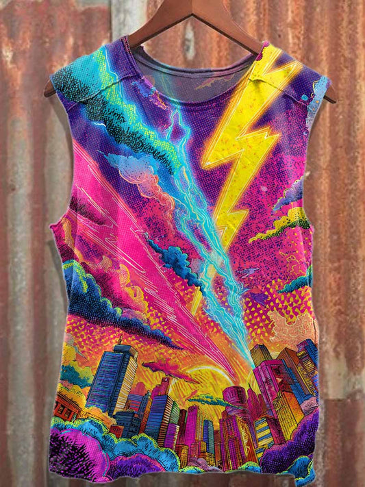 Colorful Dream Pattern Casual Loose Cotton Tank Top