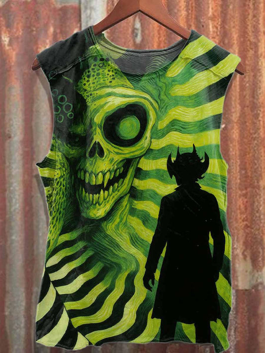 Retro Halloween Horror Themed Loose Cotton Tank Top